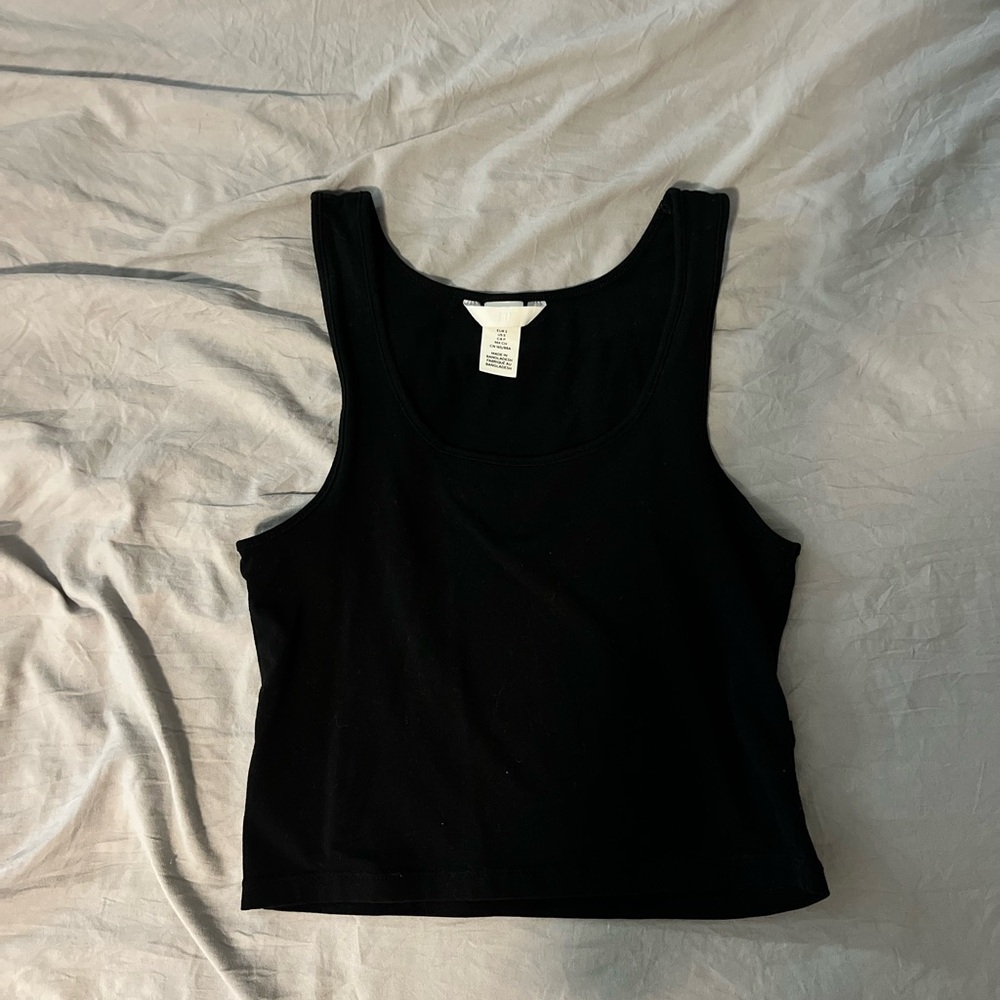 H&M Black Fitted Crop Tank Top